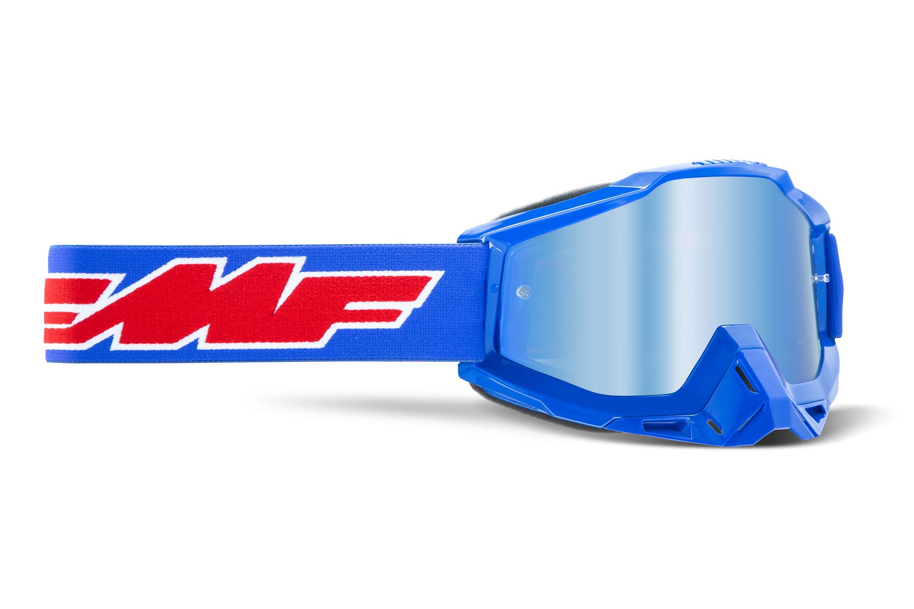 FMF Powerbomb Motocross Goggles - Rocket Blue with Mirror Blue Lens - Click Image to Close