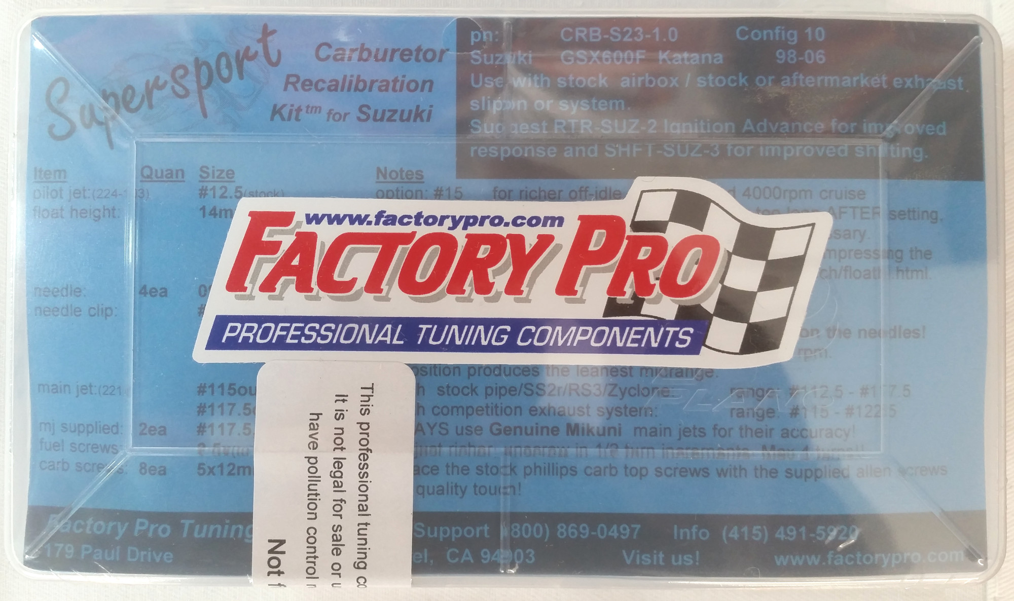 Carb Jet Kit 1.0 - For 98-06 Suzuki GSX600F Katana - Click Image to Close