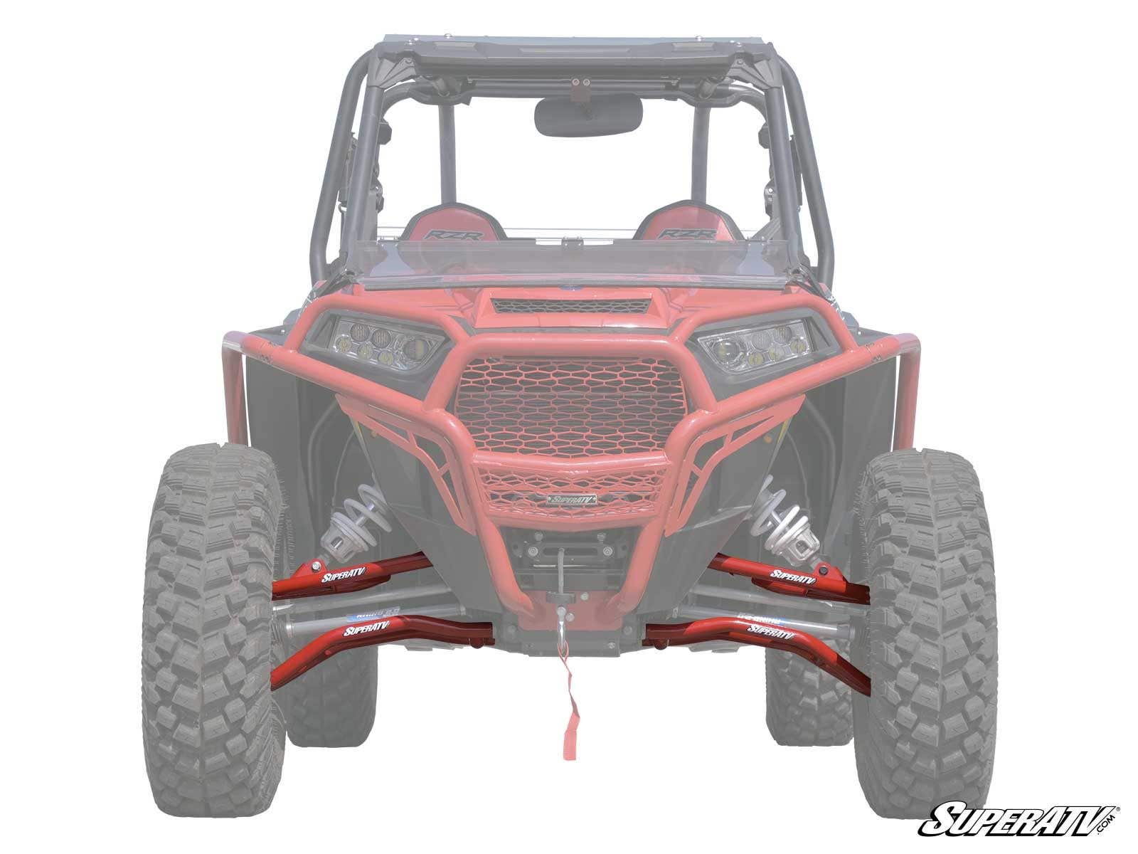 High Clearance Front A-Arms 1.5" Forward Offset Red Adj. w/HD Joints - For 14-21 Polaris RZR XP 1000 - Click Image to Close