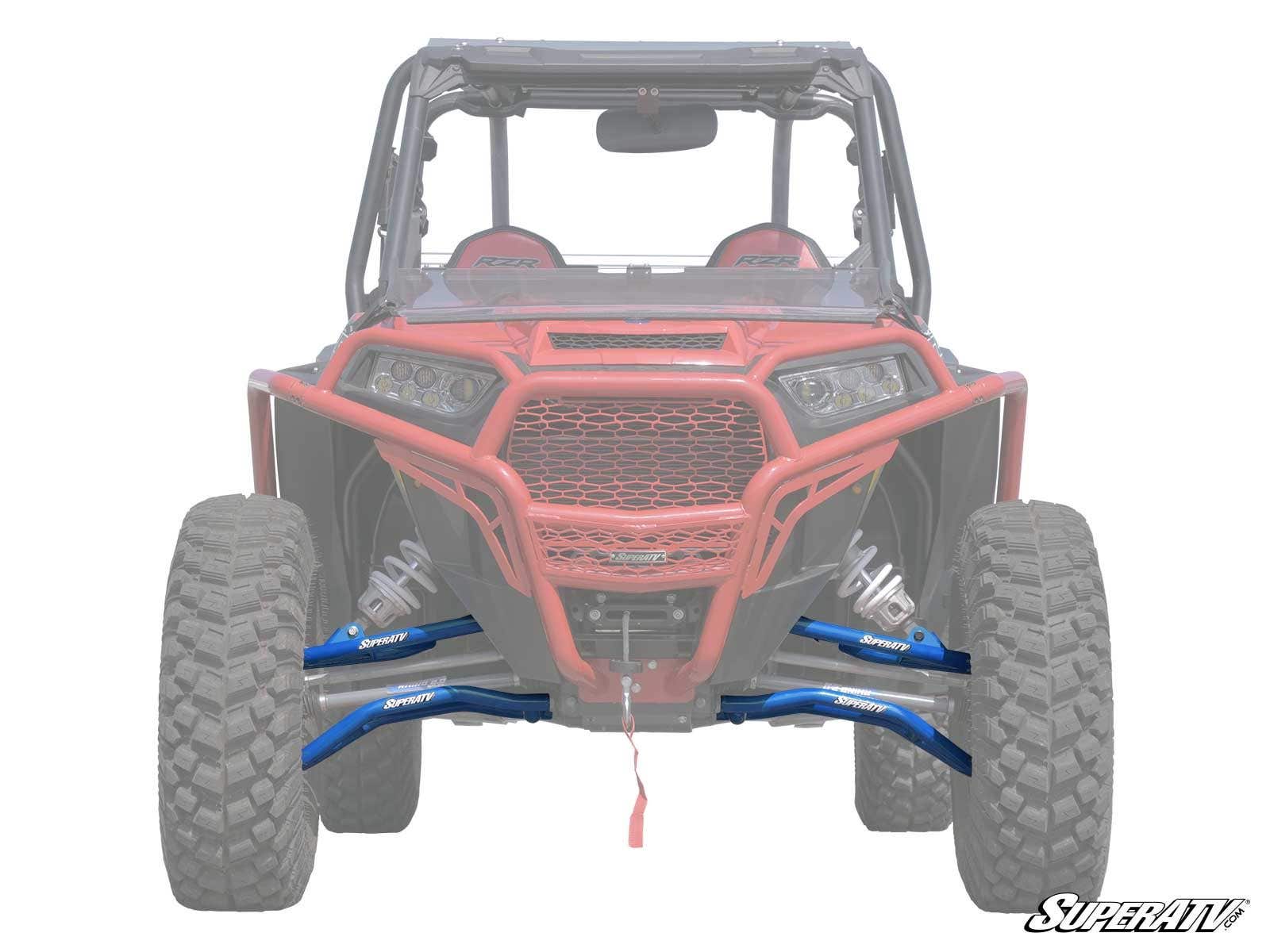 High Clearance Front A-Arms 1.5" Offset Voodoo Blue Adj. w/SuperDuty Joints - For 14-21 Polaris RZR XP 1000 - Click Image to Close