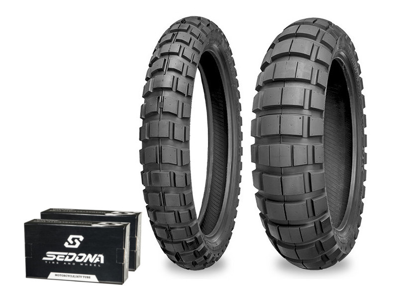 Adventure Trail 130/80-17 90/90-21 DOT - Dual Sport Tire Kit w/ Tubes - Click Image to Close