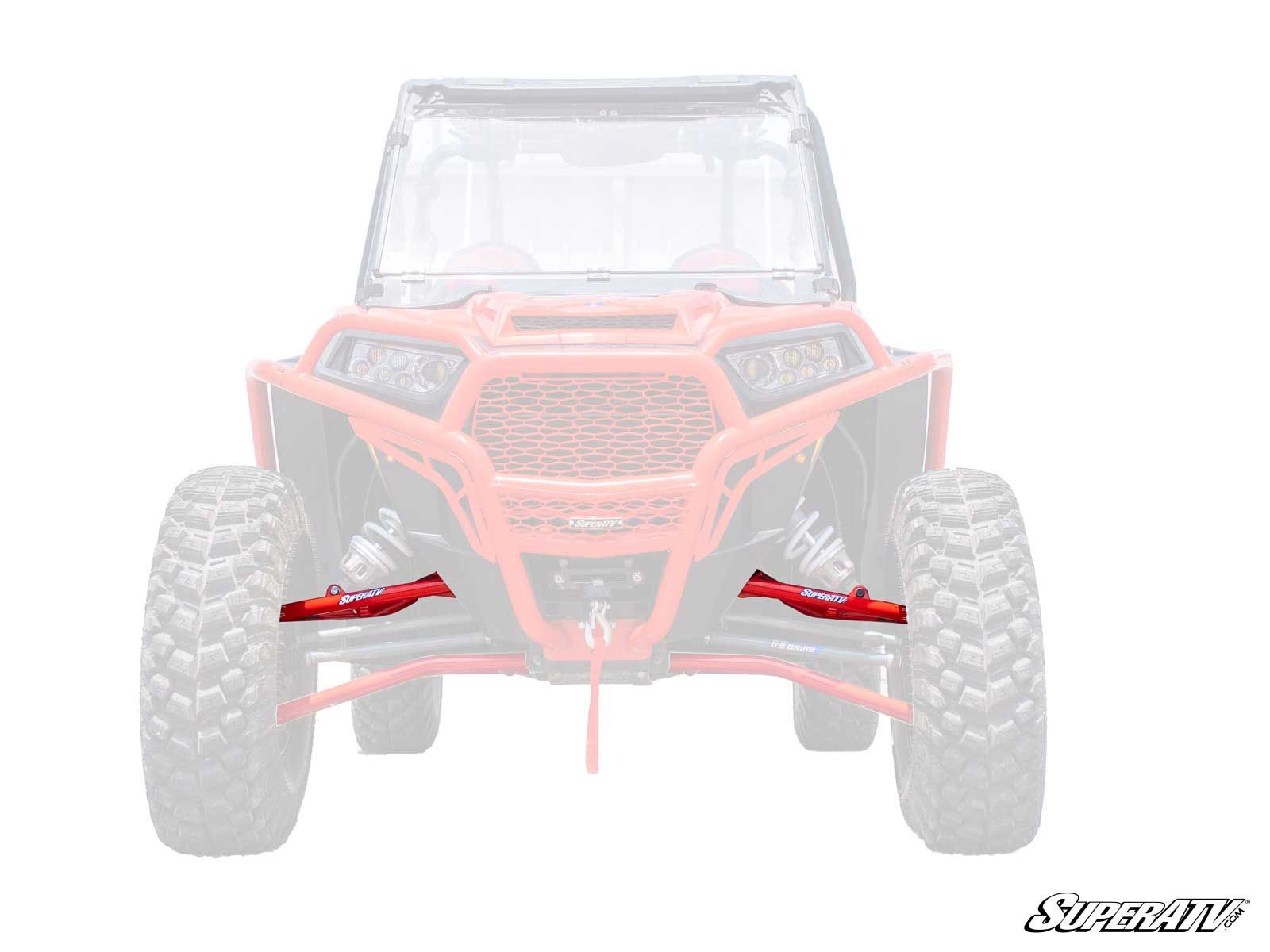 High Clearance Front Upper A-Arms Red w/HD Joints - For 14-21 Polaris RZR XP 1000 - Click Image to Close