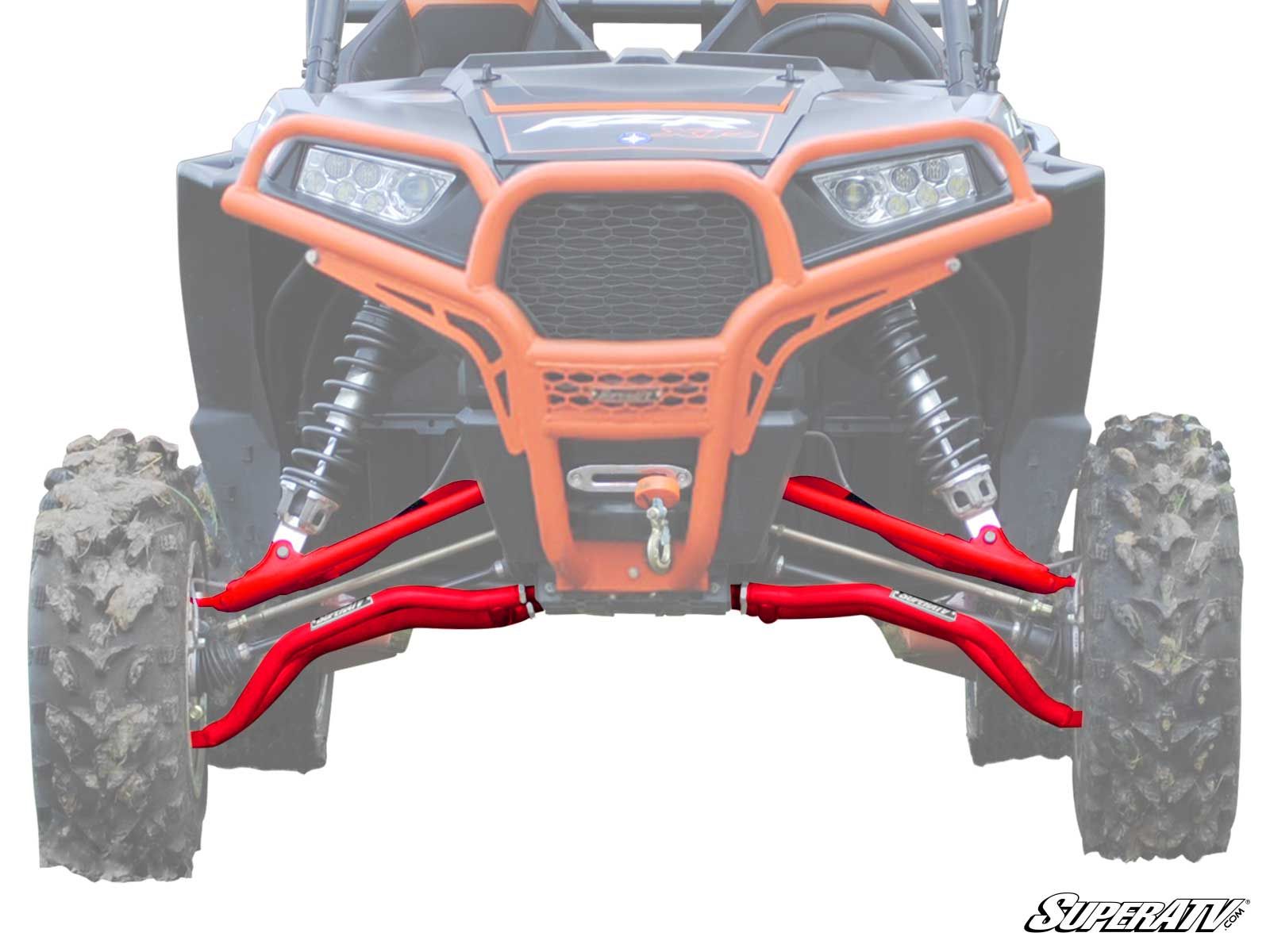 High Clearance Front A-Arms Red w/SuperDuty Joints - For 14-21 Polaris RZR XP 1000 - Click Image to Close