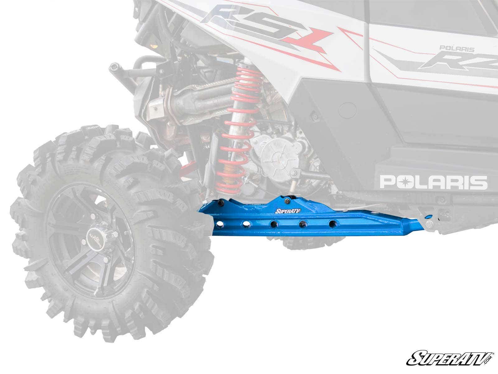 Extended Trailing Arms 1" Rear Offset Velocity Blue - For Polaris RZR RS1 - Click Image to Close