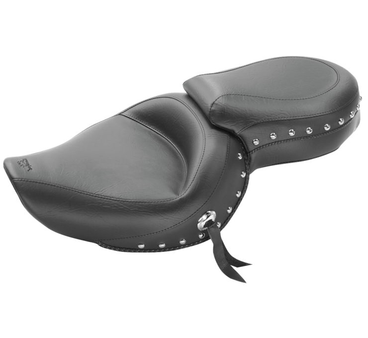 Concho Studded Naugahyde 2-Up Seat - Black - For 04-20 Harley XL XR - Click Image to Close