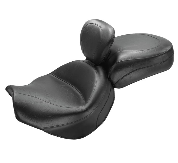 Touring Smooth Vinyl 2-Up Seat Black w/Backrest - 1600 Vulcan Classic/Nomad - Click Image to Close