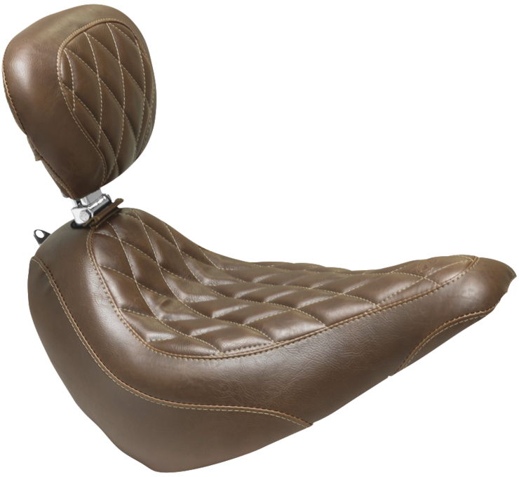 Tripper Diamond Brown Solo Seat w/Backrest - For 18-19 HD FXBB - Click Image to Close