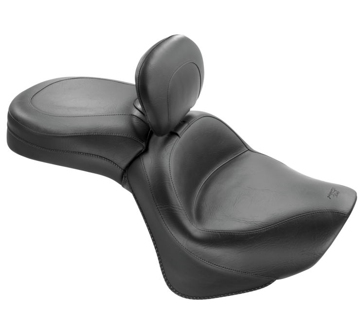 Touring Smooth Vinyl 2-Up Seat Black w/Backrest - For VN900 Vulcan Cla/Cus - Click Image to Close