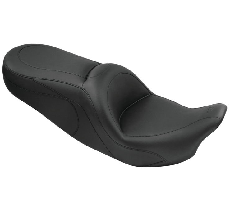 Sport Touring Plain Vinyl 2-Up Seat - For 08-20 Harley FLH FLT - Click Image to Close