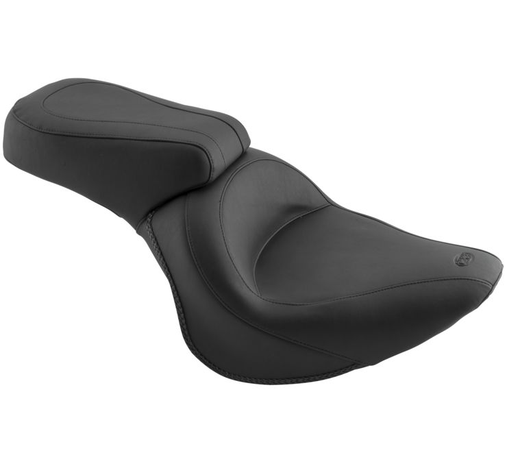 Smooth Vinyl 2-Up Seat - For 06-17 Wide-Tire Softail - Click Image to Close