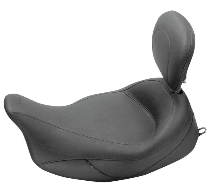 Super Plain Vinyl Solo Seat w/Backrest - For 06-20 Harley FLH FLT - Click Image to Close