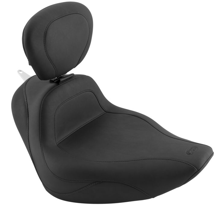 Plain Vinyl Solo Seat w/Backrest - For 06-17 Harley Softail - Click Image to Close