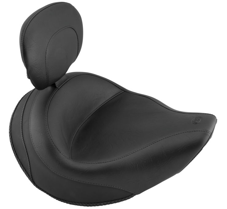 Plain Vinyl Solo Seat Black Foam w/Backrest - For Yamaha Roadliner Stratoliner - Click Image to Close