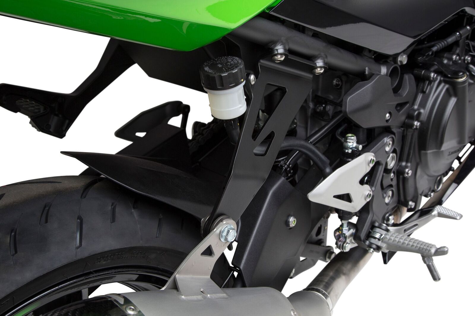 Aluminum Muffler Bracket - For 18-20 Kawasaki Ninja 400 - Click Image to Close