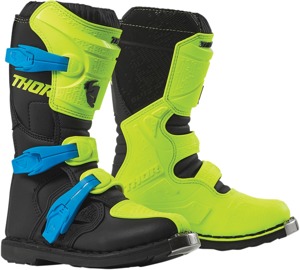 Blitz XP Dirt Bike Boots - Black & Flo Green MX Sole US Size Youth 03