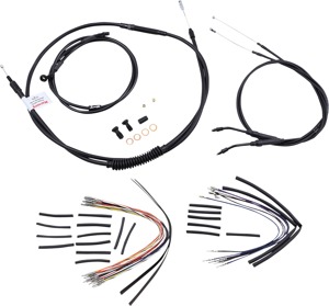 Extended Black Control Cable Kit - 14" tall bars - For 2006 HD Dyna