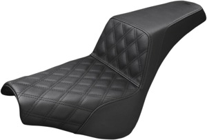 Step-Up Front Lattice Stitch 2-Up Seat - Black - For 18-20 Harley FXBB