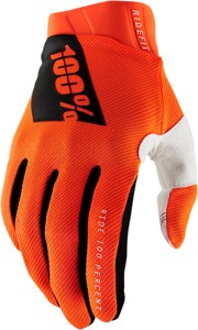 100% Men's Ridefit Gloves, Flo Orange, Size L