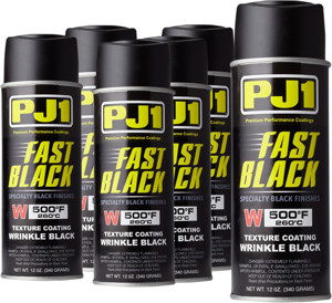 Case of 6 - Fast Black 500f Engine Paint, Wrinkle Texture Finish, 11oz Aerosol