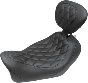 Tripper Diamond Synthetic Leather Solo Seat w/Backrest - For 14-17 HD FXDF