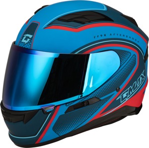 FF-98 Aftershock Helmet Matte Blue/Red Medium For GMAX - ECE/DOT helmet with LED light For GMAX