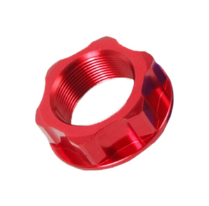 Red Steering Stem Nut - Fits Suzuki & Kawasaki w/ M24x1.5 Stem