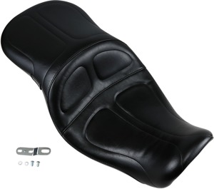 Maverick Stitched Vinyl 2-Up Seat Black Foam - For 06-17 Harley Dyna