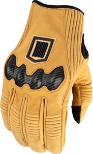 ICON Long Track CX Gloves Black/Tan Men's L - Short cuff suede riding gloves