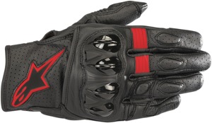 Celer V2 Leather Motorcycle Gloves Black/Red Small