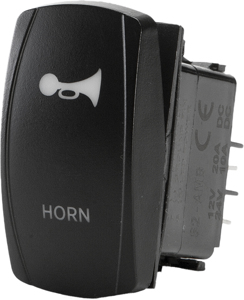 "Horn" Momentary Illuminated Rocker Switch - Amber Lighted SPST