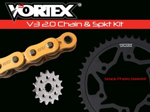 OPEN BOX V3 Chain & Sprocket Kit Gold SX Chain 525 16/45 Black Steel - For 01-03 Suzuki GSX-R600