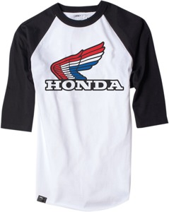 Men's Honda Vintage Baseball Tee - Honda Vint Bb Tee Whtblk Lg