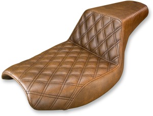 Step-Up Lattice Stitched 2-Up Seat Brown Gel - For 82-94 Harley FXR