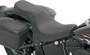 Predator Smooth Leather 2-Up Seat Black Low 1" - For 00-17 HD Softail