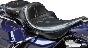 Maverick Daddy-Long-Legs Stitched Vinyl 2-Up Seat - Black - For FLHT FLTR