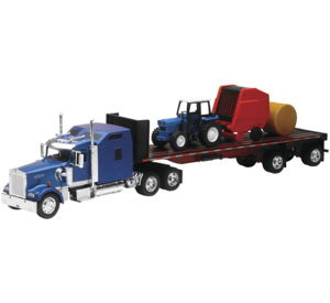 Kenworth W900 with Flatbed, Tractor and Round Haybales/ Scale - 1:32