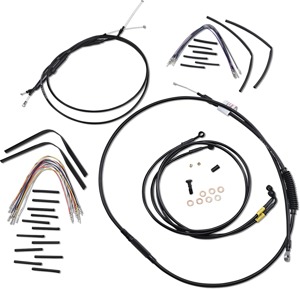 Extended Black Control Cable Kit for 15" Bagger Bars