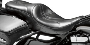 Sorrento Stitched Vinyl 2-Up Seat Black Low - For 02-07 Harley FLHR