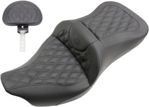 Road Sofa LS Leather 2-Up Seat Gel w/Backrest - For Harley FLH FLT