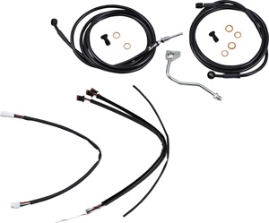 Extended Black Control Cable Kit for 14" Gorilla Bars - Fits 17-20 Harley Davidson Road King & Road Glide models