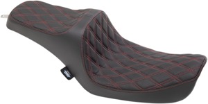 Predator Double Diamond 2-Up Seat Black/Red - For 96-03 Harley Dyna