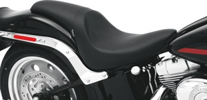 Predator Smooth Leather 2-Up Seat - Black - For 06-17 Harley Softail