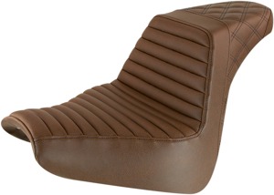 Step-Up Tuck and Roll 2-Up Seat Brown - For 18-20 Harley FXBR/S