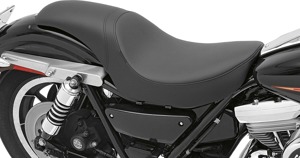 Predator Plain SR Leather 2-Up Seat - Black - For 82-94 Harley FXR FXLR