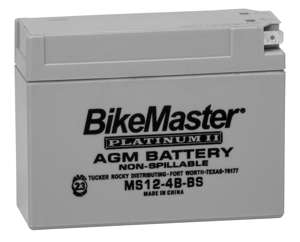 AGM Battery Platinum II Glass Mat Motorcycle Scooter - Replaces YT4B-BS