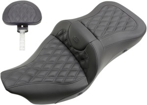 Heated Road Sofa LS Leather 2-Up Seat Gel w/Backrest - For Harley