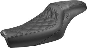 Lattice Stitched 2-Up Seat - Black - For 04-20 Harley XL