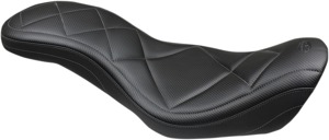 Tripper Carbon Fiber Vinyl 2-Up Seat - Black - For 06-17 Harley Dyna