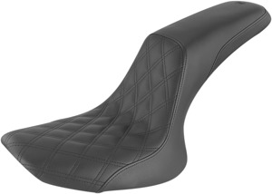 Profiler Lattice Stitched 2-Up Seat - Black - For 84-99 Harley FLST FXST