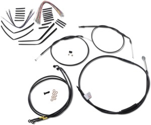 Extended Black Control Cable Kit for 14" Apehanger Bars - For 08-11 HD FXDF Fat Bob